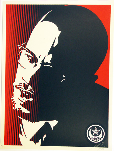 SHEPARD FAIREY obey GIANT malcolmx ORANGE