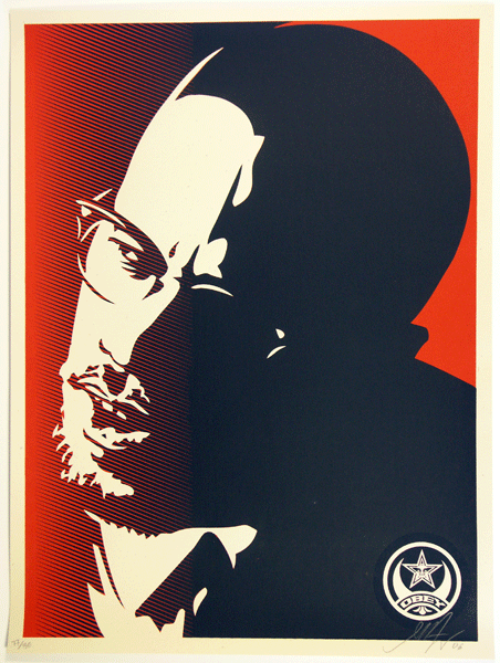 SHEPARD FAIREY obey GIANT malcolmx RED_ Kirk_Pedersen_projects