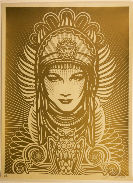 SHEPARD FAIREY obey PEACE GODDESS GOLD_ Kirk_Pedersen_projects