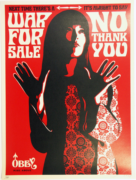 SHEPARD FAIREY obey war for sale red_ Kirk_Pedersen_projects