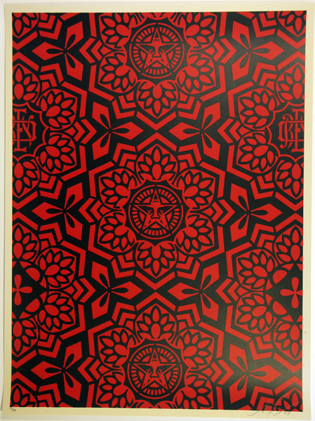 SHEPARD FAIREY obey GIANT YEN PATTERN BLACK RED_ Kirk_Pedersen_projects